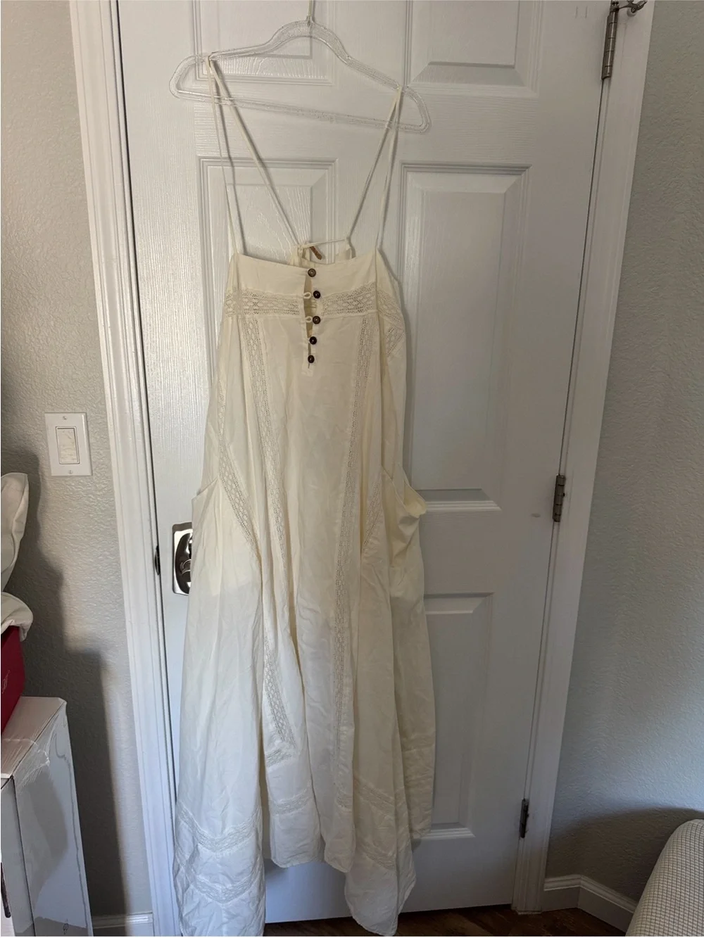 Free people Cream Button-Front Maxi Sundress with Spaghetti Straps